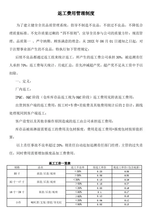 返工费用管理制度