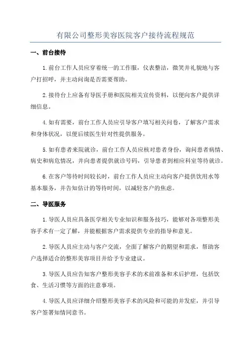 有限公司整形美容医院客户接待流程规范