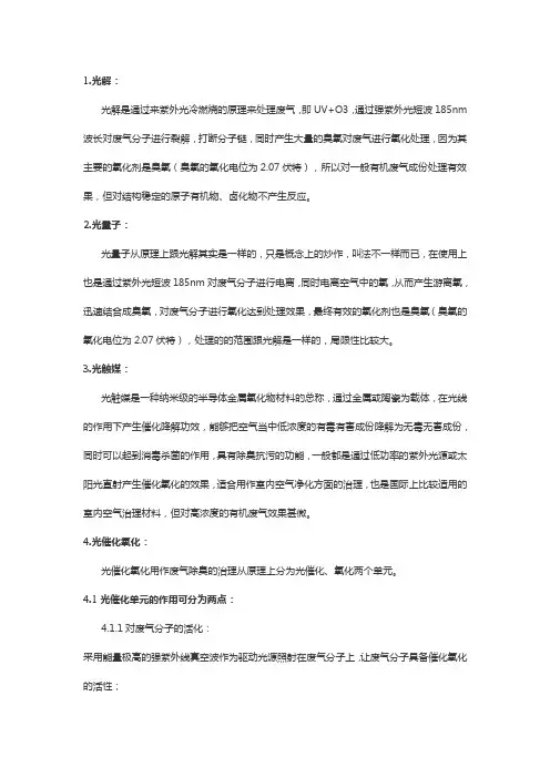 光解、光触媒、光氧催化的区别