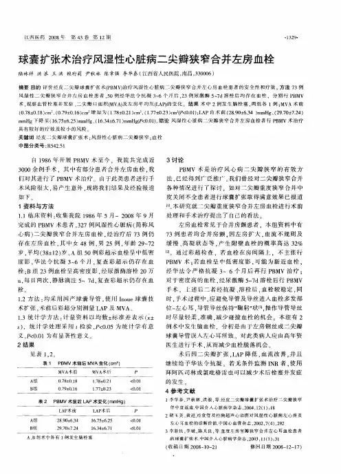 球囊扩张术治疗风湿性心脏病二尖瓣狭窄合并左房血栓