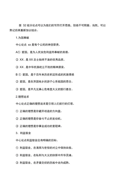 32组形式整齐的分论点