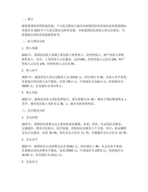 个人收支情况分析报告