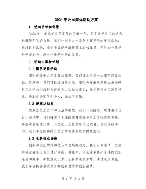 2024年公司集体活动方案
