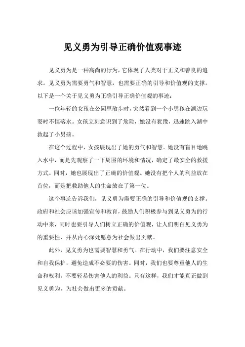 见义勇为正确引导正确价值观事迹