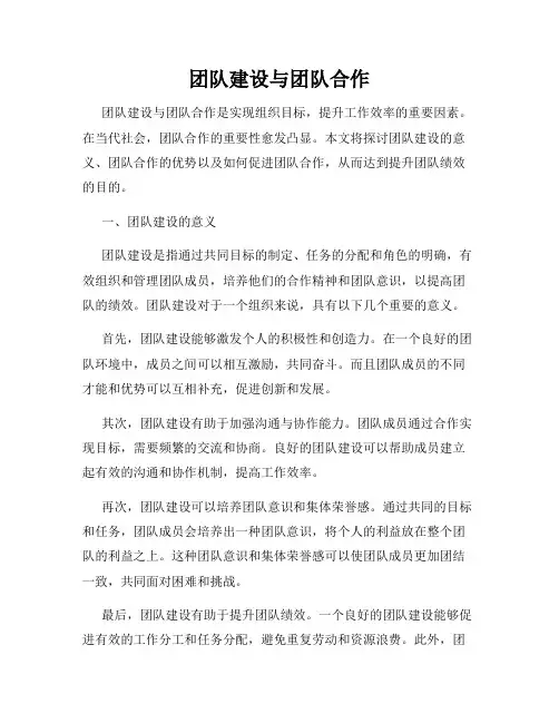 团队建设与团队合作