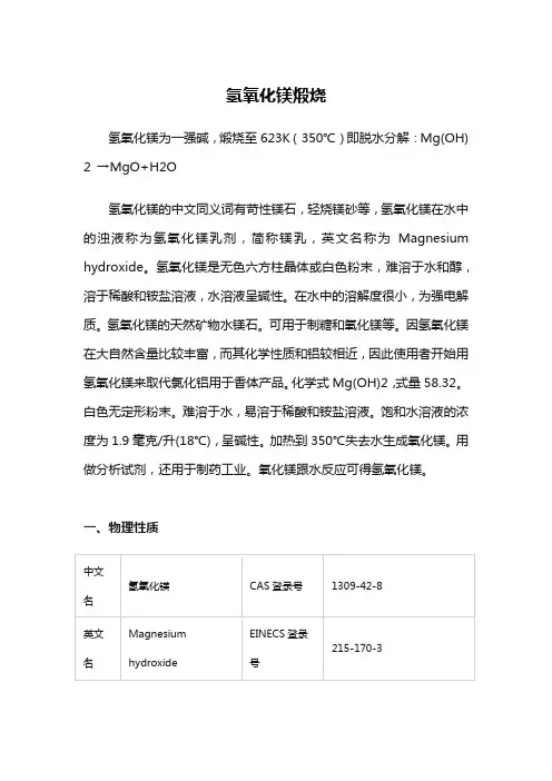 氢氧化镁煅烧