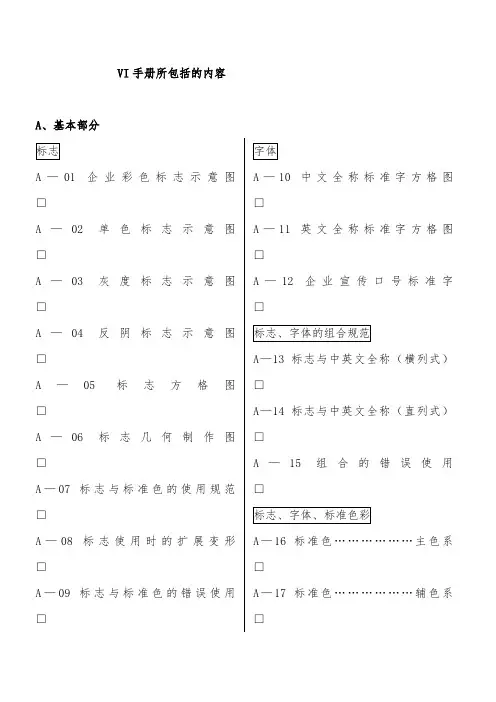 VI手册所包括的内容