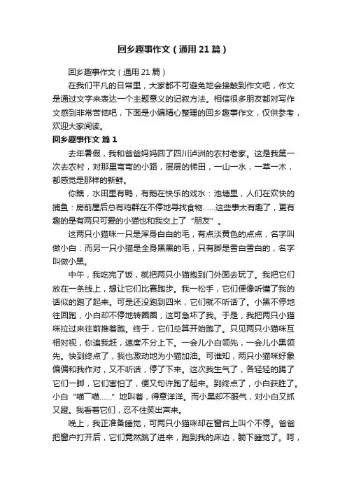 回乡趣事作文（通用21篇）
