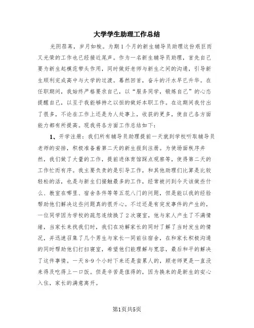 大学学生助理工作总结(2篇)