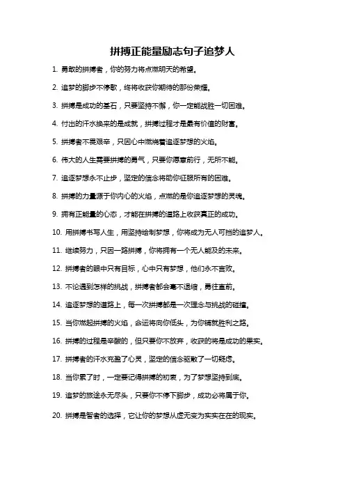 拼搏正能量励志句子追梦人