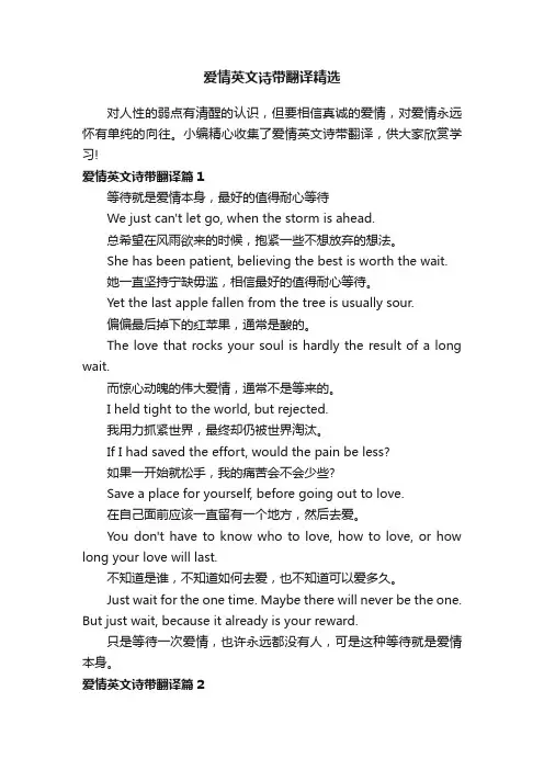 爱情英文诗带翻译精选