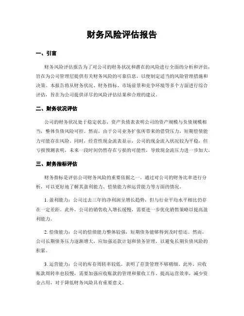 财务风险评估报告