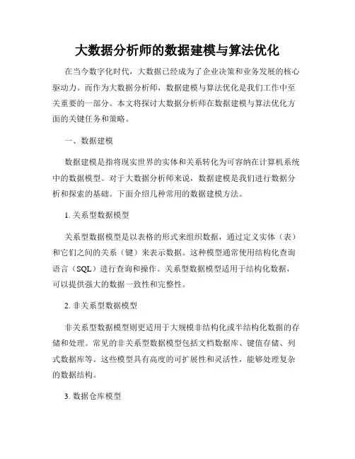大数据分析师的数据建模与算法优化