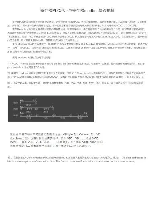 寄存器PLC地址与寄存器modbus协议地址【2024版】