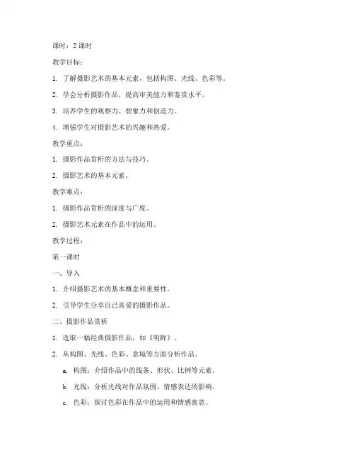 大学课堂摄影作品赏析教案