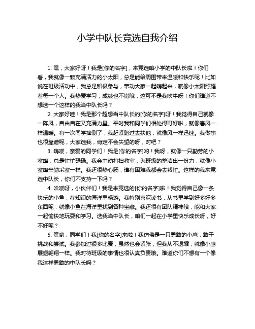 小学中队长竞选自我介绍