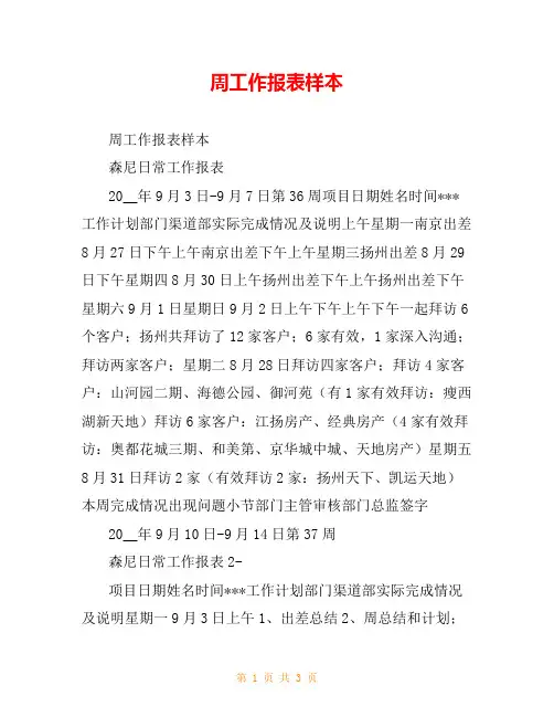 周工作报表样本