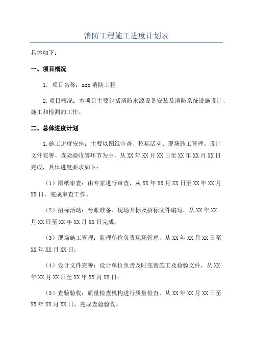 消防工程施工进度计划表
