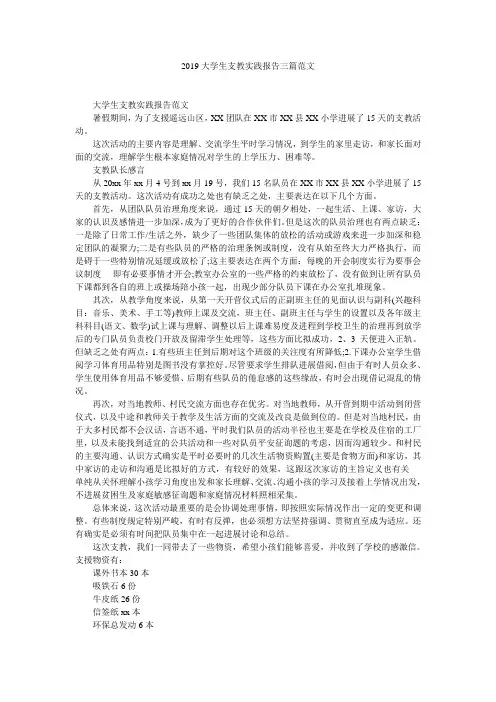 2019大学生支教实践报告三篇范文
