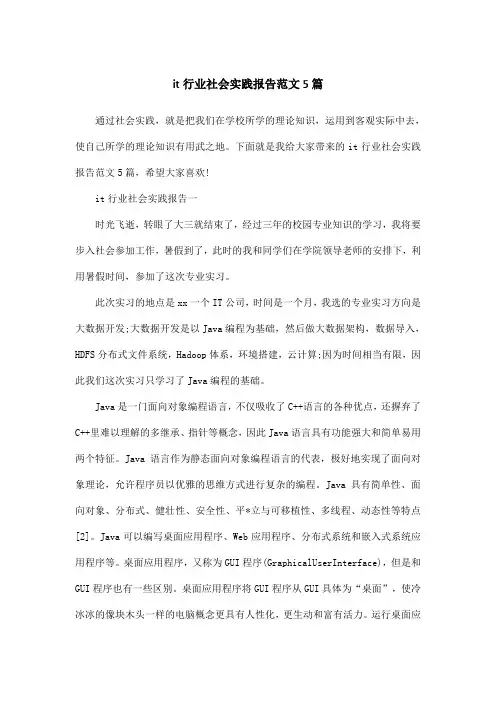it行业社会实践报告范文5篇
