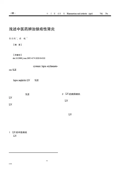 浅述中医药辨治狼疮性肾炎