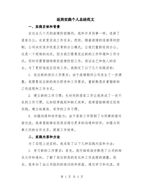返岗实践个人总结范文