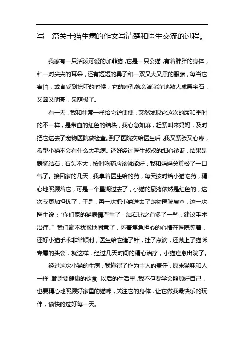写一篇关于猫生病的作文写清楚和医生交流的过程。