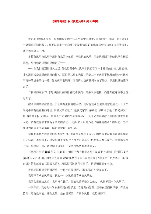 【课外阅读】从《我的兄弟》到《风筝》