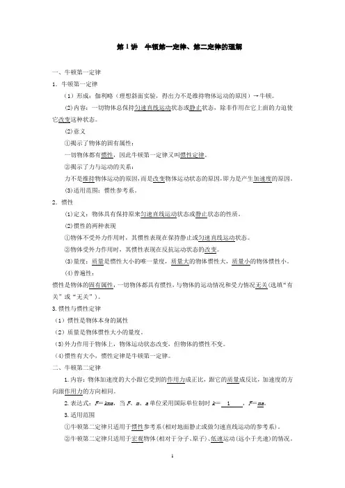 3.1牛顿第一定律、第二定律的理解