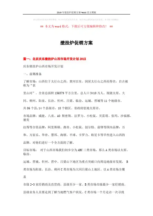 2019年壁挂炉促销方案-word范文模板 (18页)