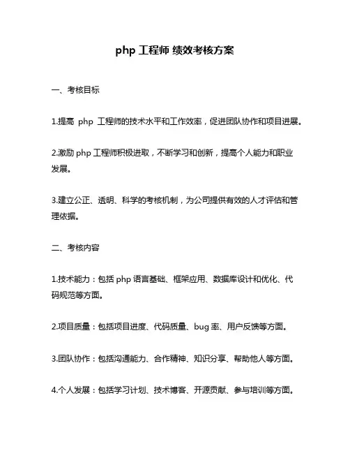 php工程师 绩效考核方案