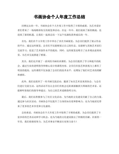 书画协会个人年度工作总结
