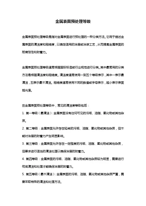 金属表面预处理等级
