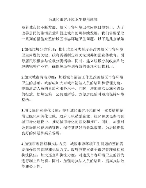 为城区市容环境卫生整治献策