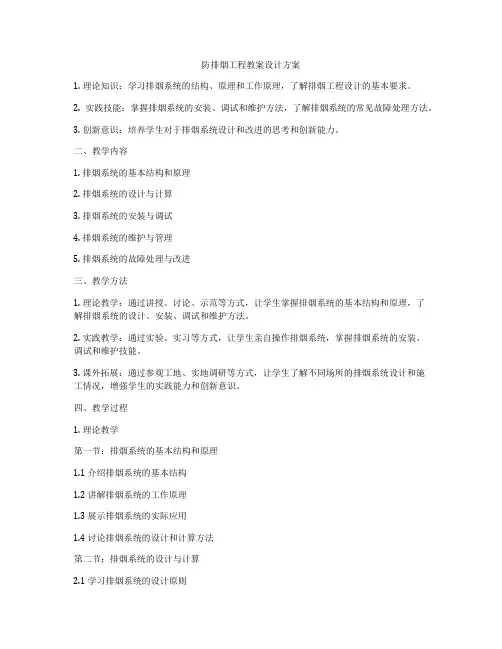 防排烟工程教案设计方案