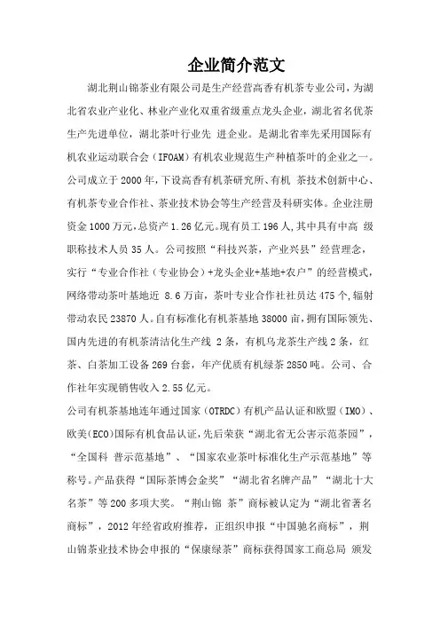 企业简介范文