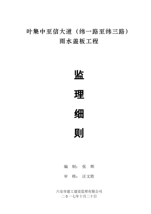 雨污水工程监理细则