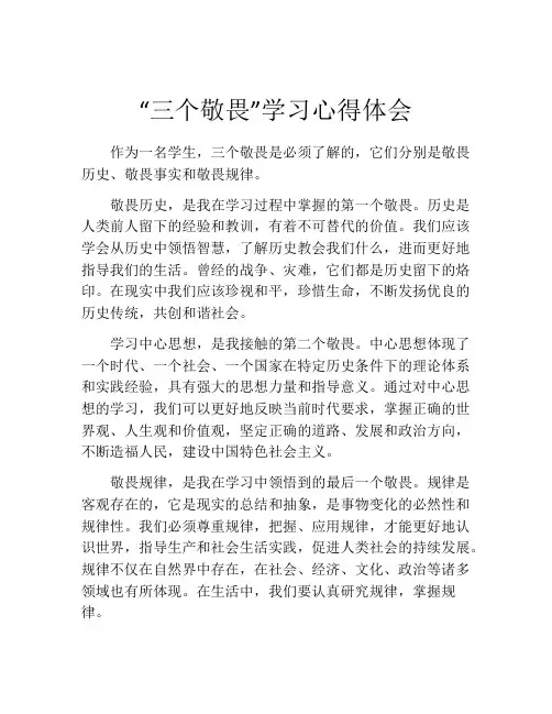 “三个敬畏”学习心得体会