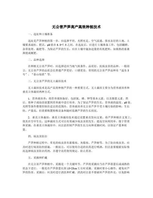 无公害芦笋高产高效种植技术