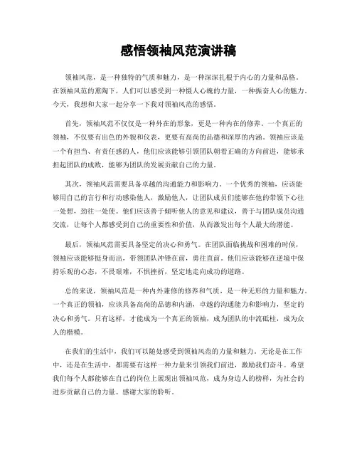 感悟领袖风范演讲稿