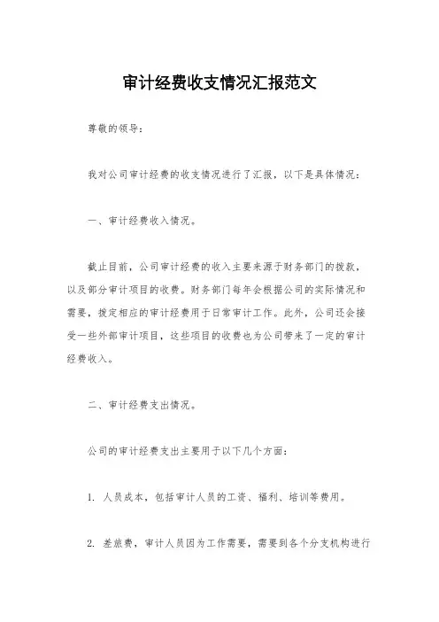 审计经费收支情况汇报范文