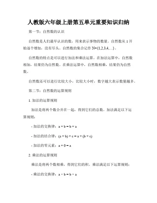 人教版六年级上册第五单元重要知识归纳