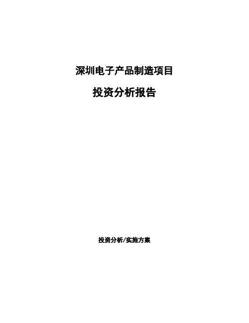 深圳电子产品制造项目投资分析报告
