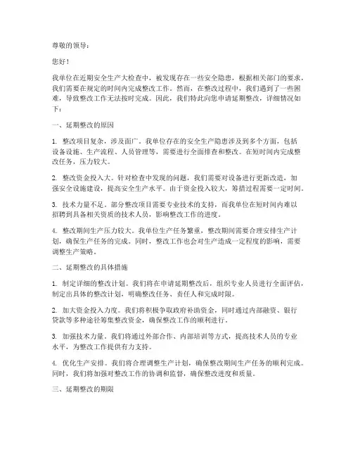 安全延期整改申请书模板