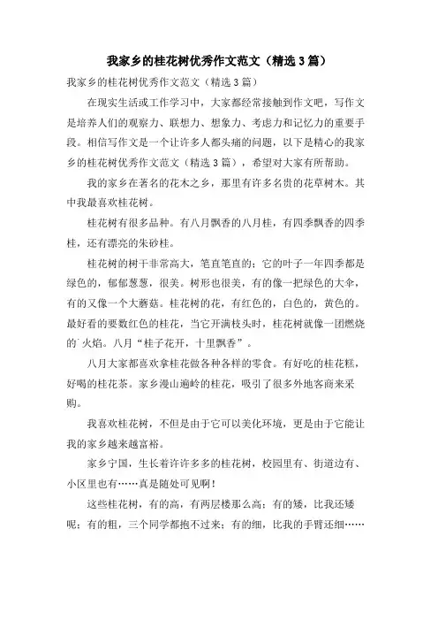我家乡的桂花树优秀作文范文(3篇)