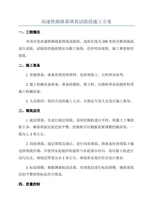 高速铁路路基填筑试验段施工方案