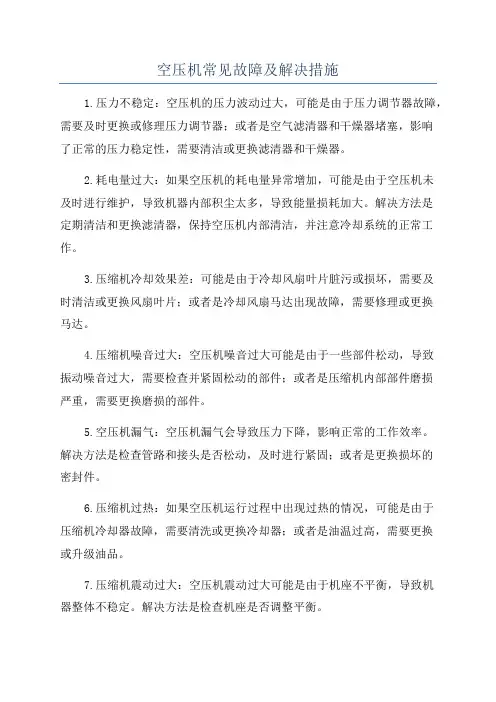 空压机常见故障及解决措施