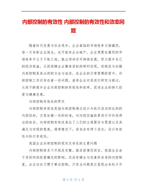 内部控制的有效性 内部控制的有效性和效率问题