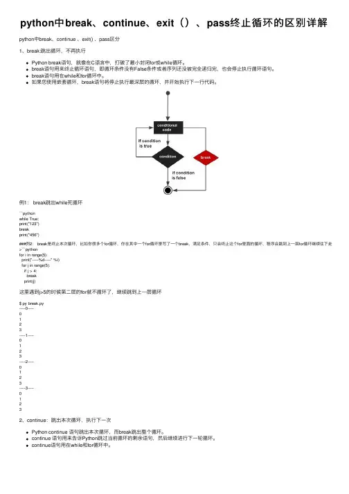 python中break、continue、exit（）、pass终止循环的区别详解