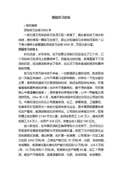 顶岗实习总结